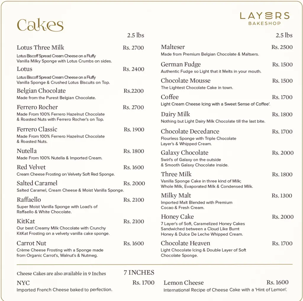 layer bakery menu