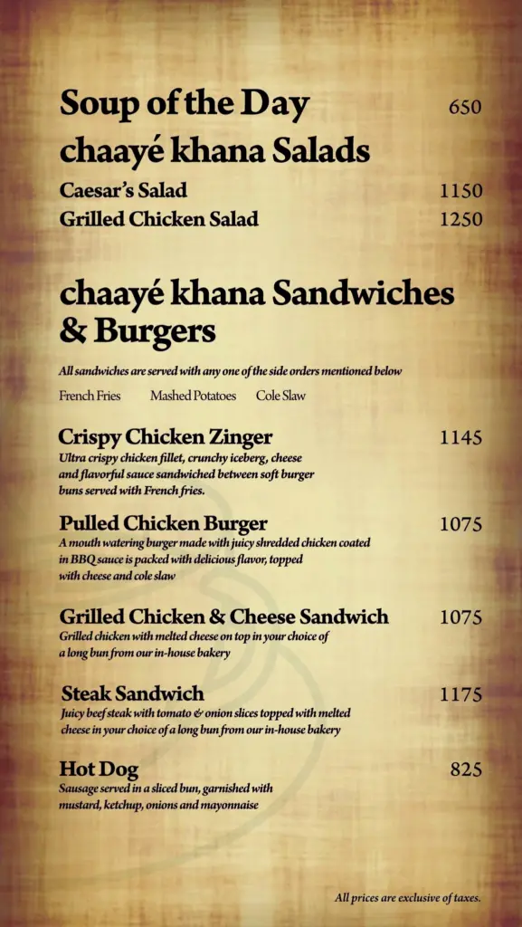 chaaye khana sandwiches and burgers