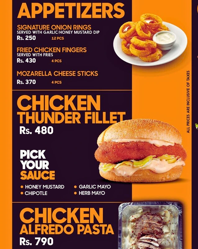 daily deli menu..appetizers chicken thunder fillet 