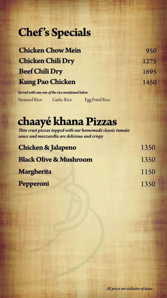 chaaye khana pizzas