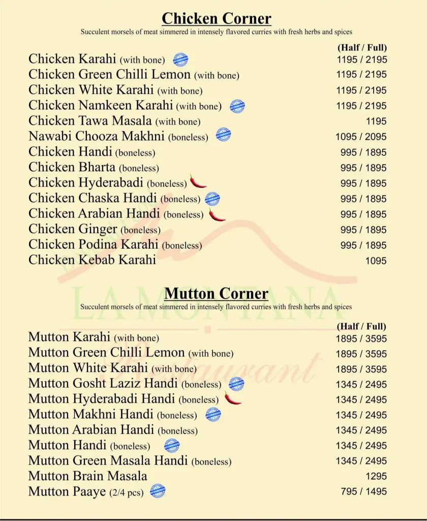 La Montana Restaurant menu 2