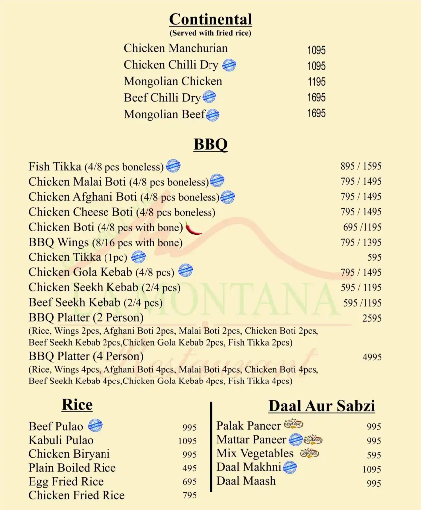 La Montana Restaurant menu 3