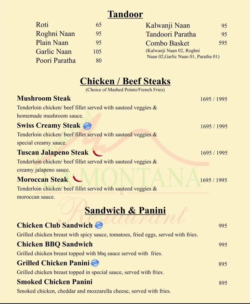 La Montana Restaurant menu 4