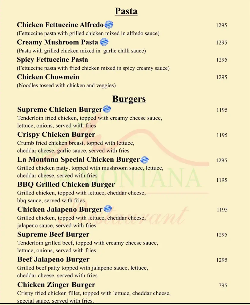 La Montana Restaurant menu 5