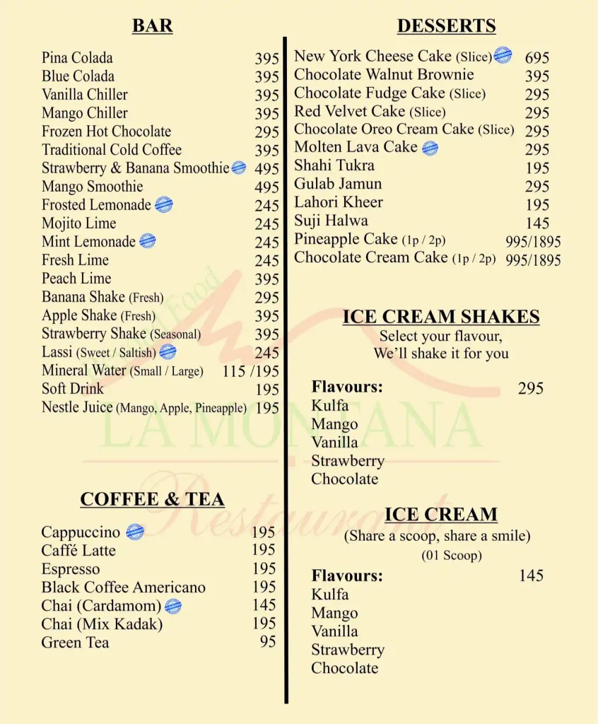 La Montana Restaurant menu 6
