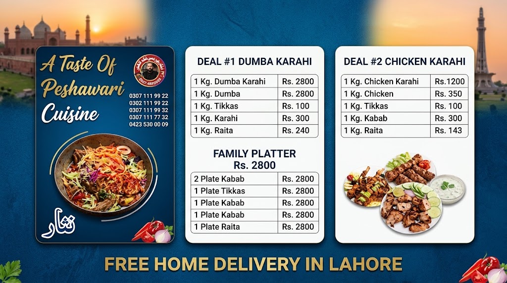 Nisar Charsi Tikka Menu Lahore