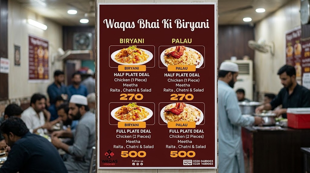 Waqas Biryani Lahore Menu Prices