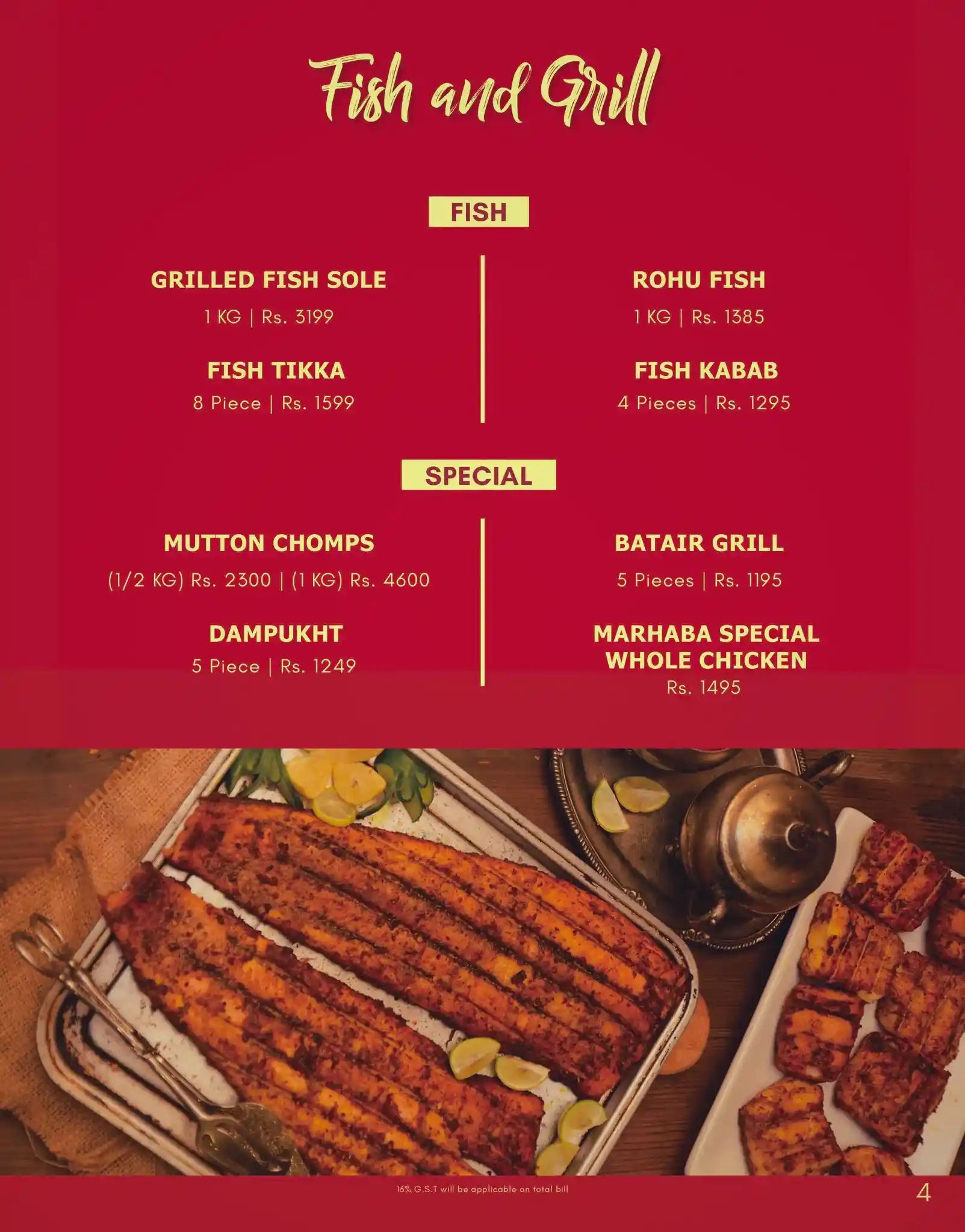 Marhaba Mahal Faisalabad Menu Fish & Grill