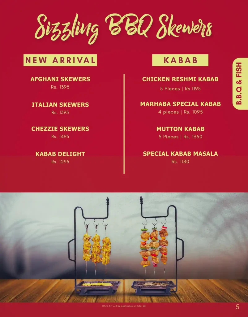 Marhaba Mahal Faisalabad Menu Sizzling BBQ