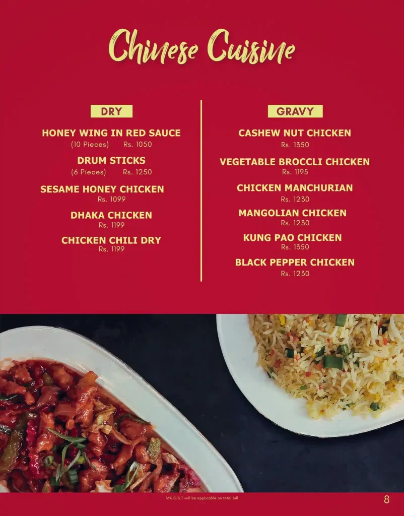 Marhaba Mahal Chinese Cuisine Menu