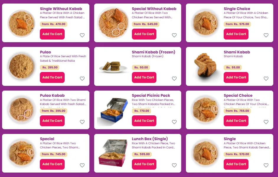 savour food menu