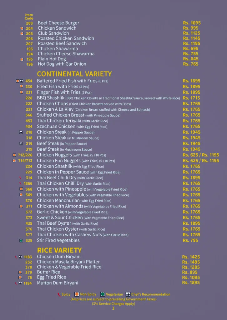 Monal Restaurant Menu Lahore 3