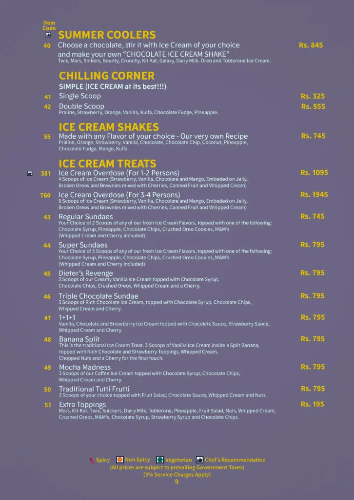 Monal Restaurant Menu Lahore 7